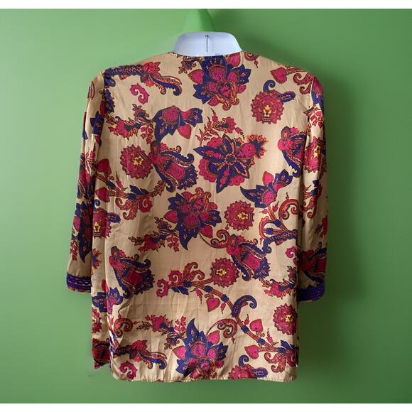 Jones New York Women Plus 2X Jewel Tone Embroidered 3/4 Sleeve Tunic Top - Picture 4 of 5